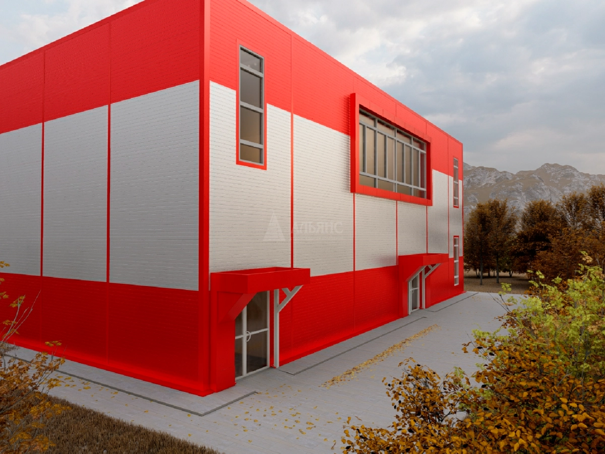 3D визуализация Проект двухэтажного магазина из сэндвич-панелей - фото 8