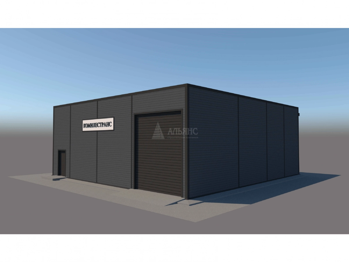 3D визуализация Гараж для грузовых автомобилей из сэндвич панелей - фото 6