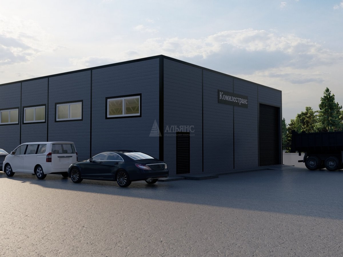 3D визуализация Гараж для грузовых автомобилей из сэндвич панелей - фото 3