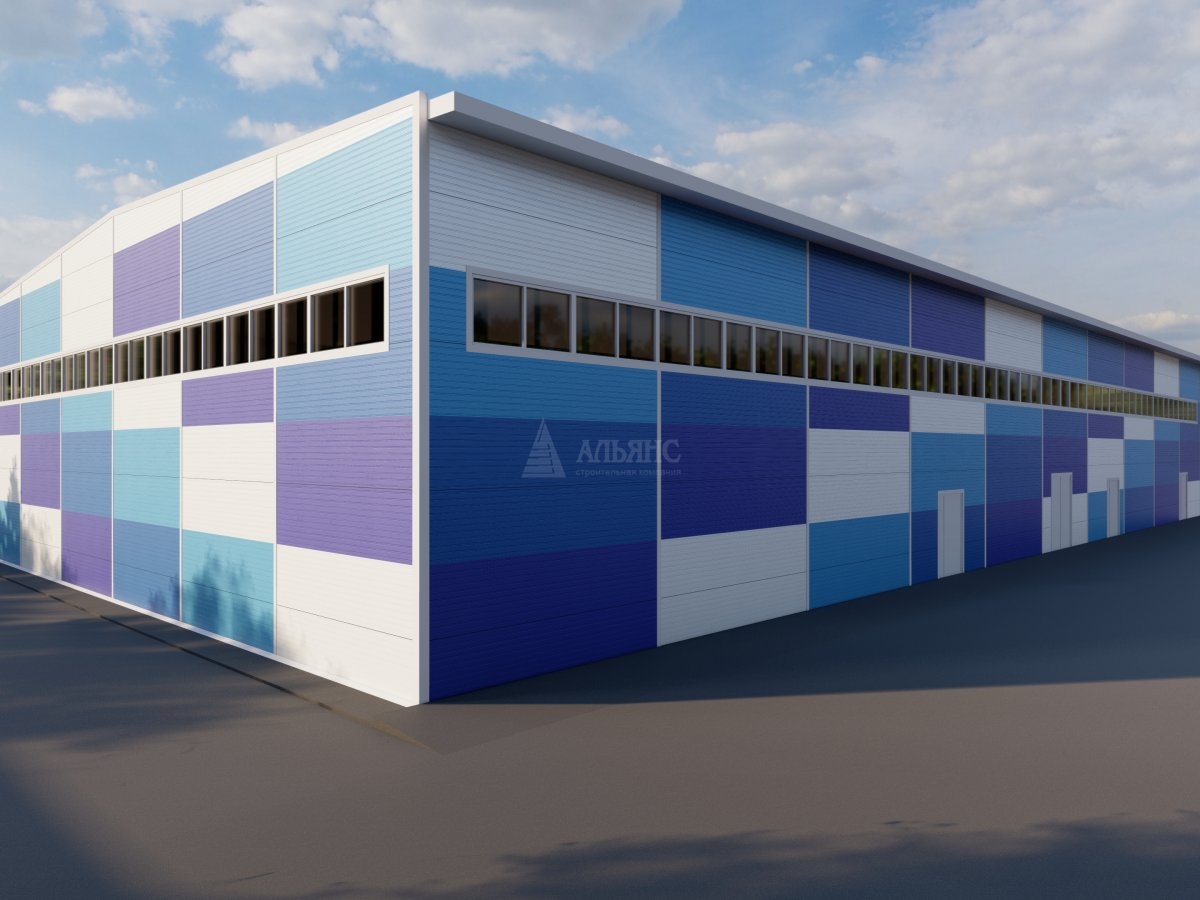 3D визуализация Производственное здание из сэндвич-панелей - фото 4